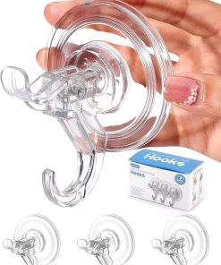 Antimbee 3 Pack Suction Cup Hooks. Clear Suction Cup Hanger. Removable Small Suction Cups for Shower. Bathroom. Glass. Door. Windows. Kitchen-Max Hanging up to 11 lbs on Smooth Surface